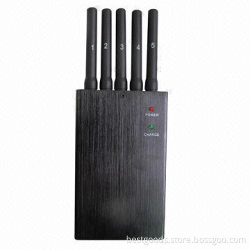 Cell phone GPS Wi-Fi jammer, measures 108/187 x 70 x 33mm